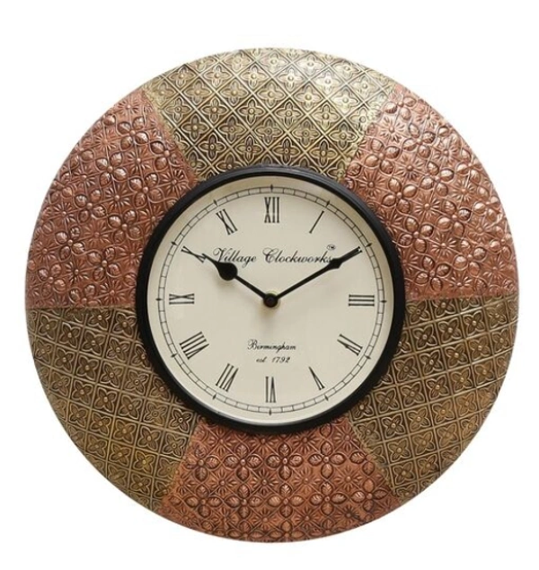 Beautiful  Wooden Rajasthani Art Work Wall Clock - Wooden, Acrylic/ Decorative Clock, Pack of 1,  Round